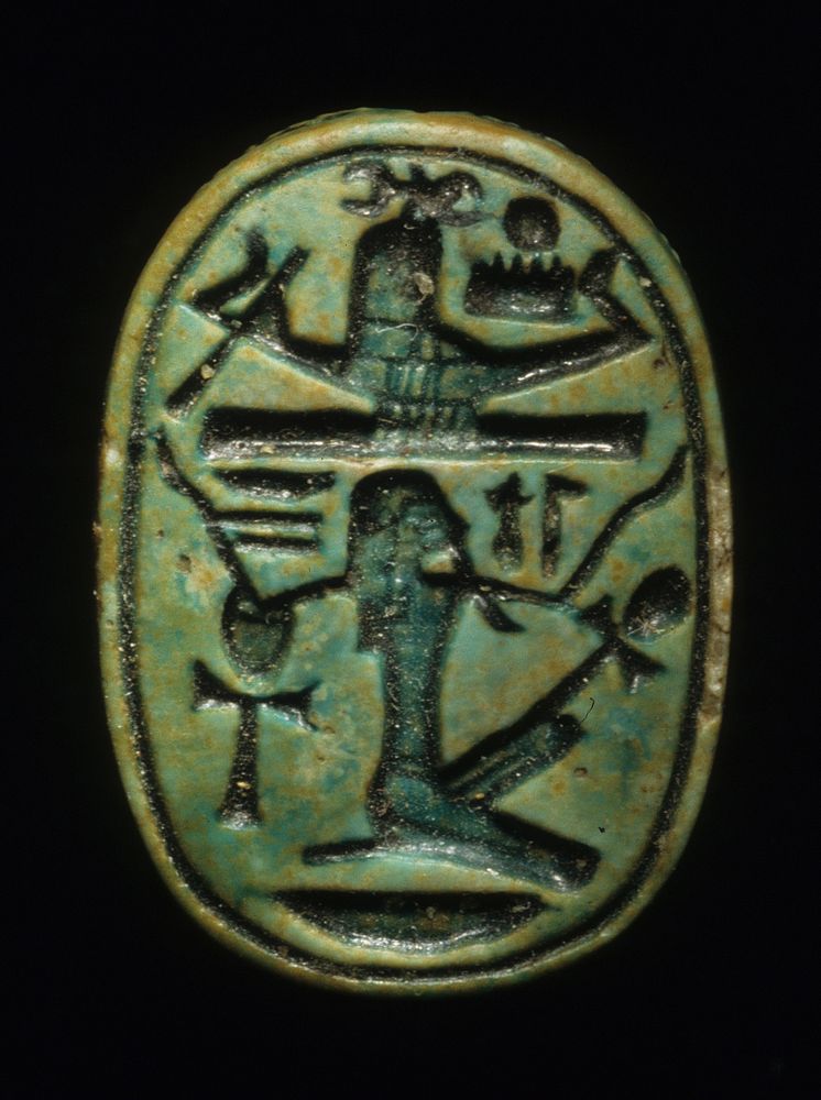Scarab with Figure Upholding a Sacred Boat