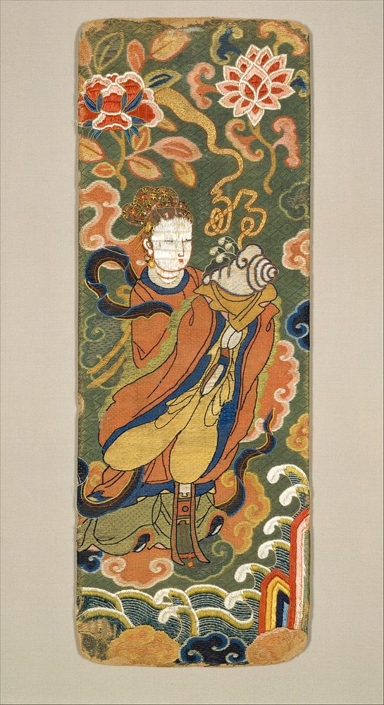Book or Sutra Cover with Lady Bearing a Conch