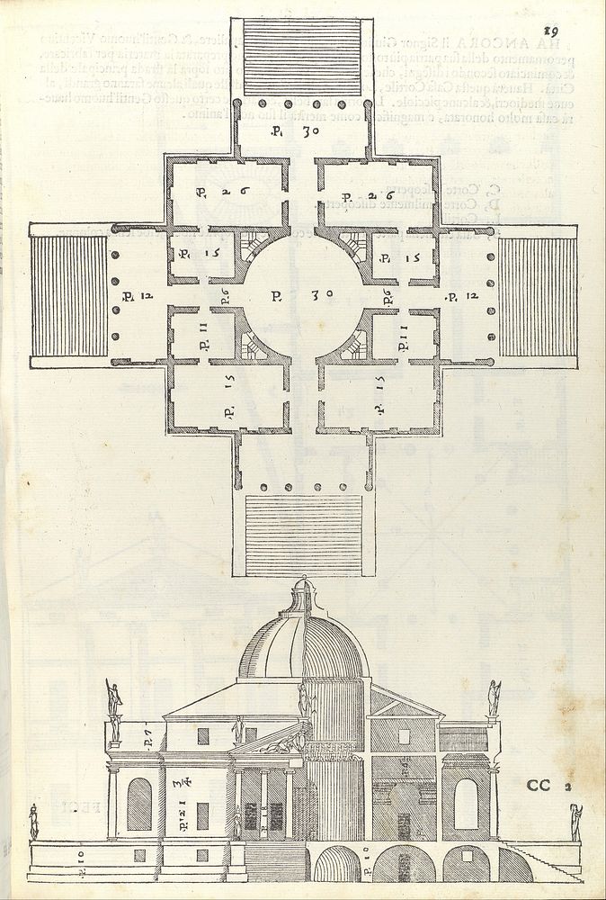 Villa Almerico (Villa Rotunda), from I quattro libri dell'architettura di Andrea Palladio (Book 2, page 19)