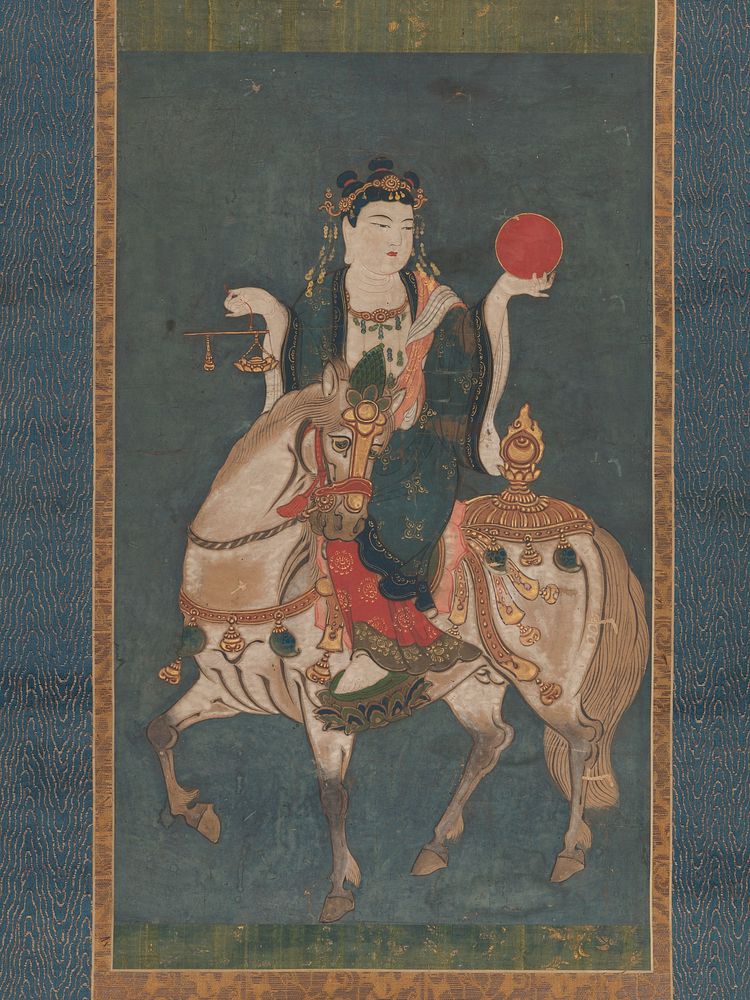 Memyō Bosatsu (Ashvaghosha Bodhisattva) Mounted on a Horse by unidentified artist