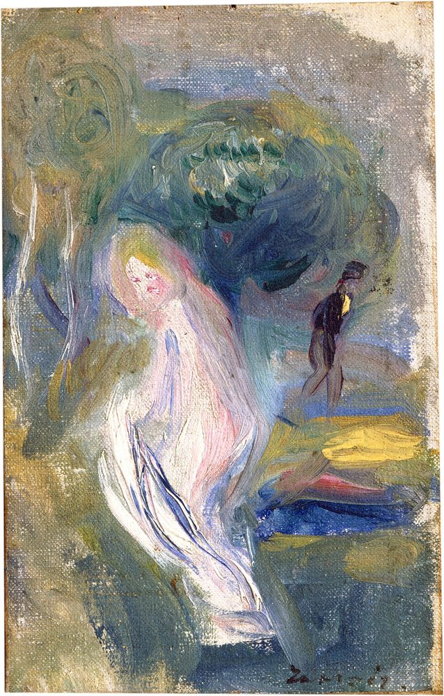 Pierre-Auguste Renoir's Nude with Figure in Background (c. 1882) painting in high resolution 