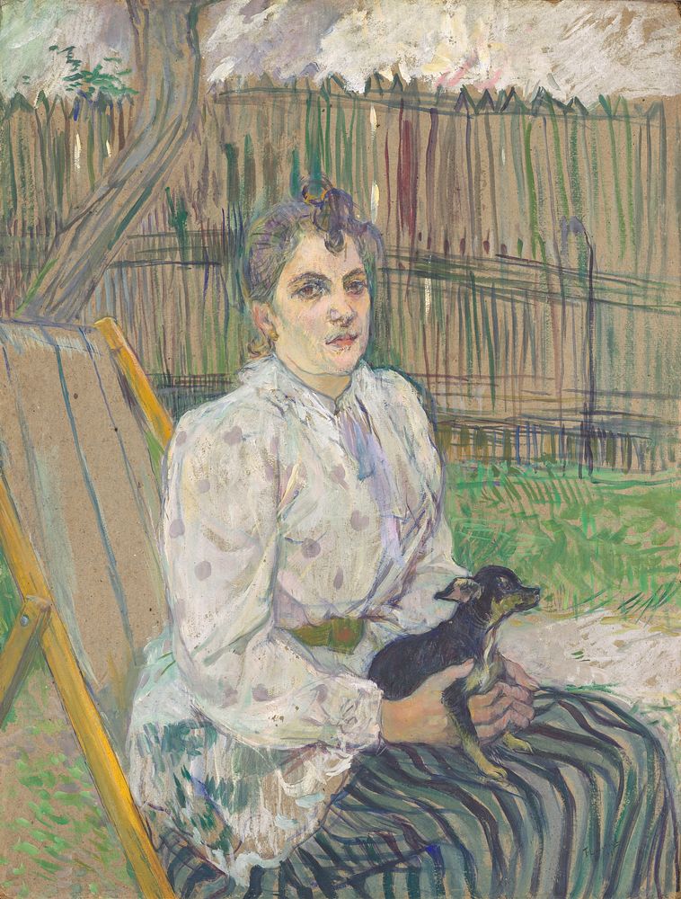 Lady with a Dog (1891) painting in high resolution by Henri de Toulouse&ndash;Lautrec.  