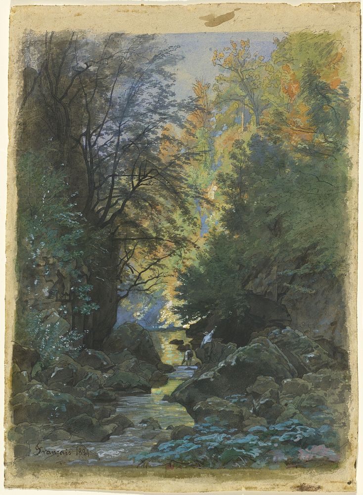 A Stream through a Dense Forest (1884) by Fran&ccedil;ois&ndash;Louis Fran&ccedil;ais.  