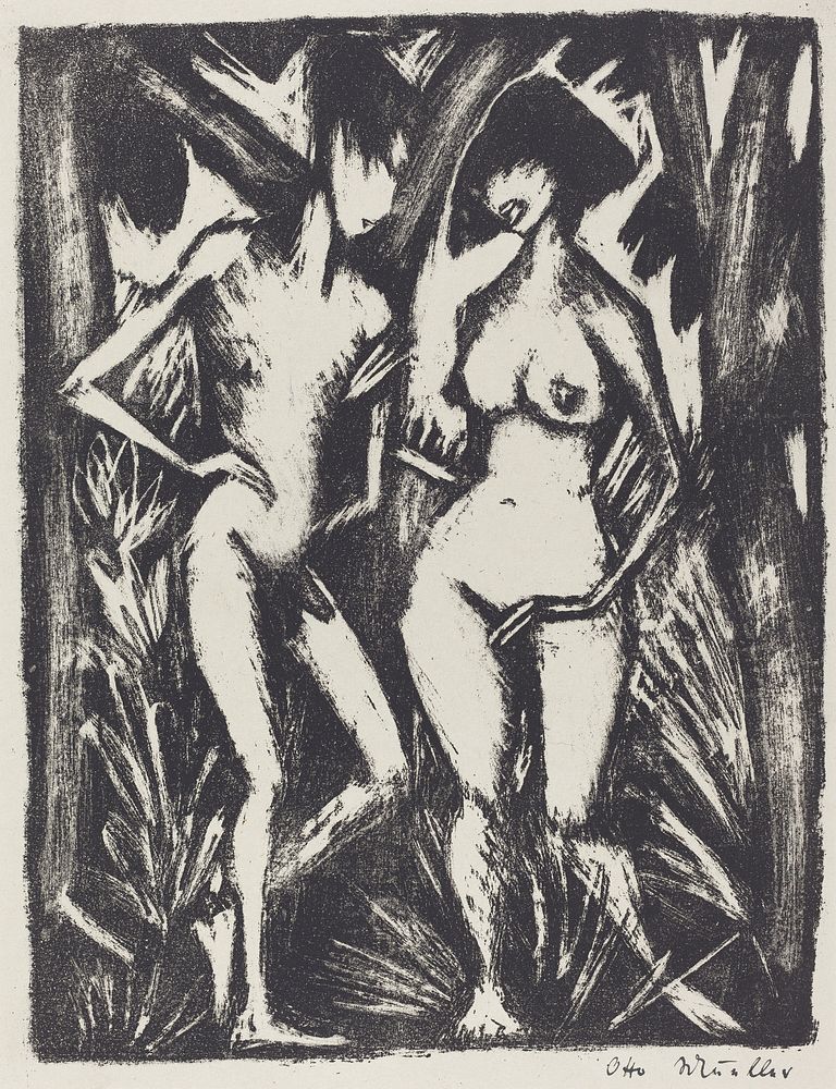 Adam and Eve (1920&ndash;1923) by Otto M&uuml;ller.  