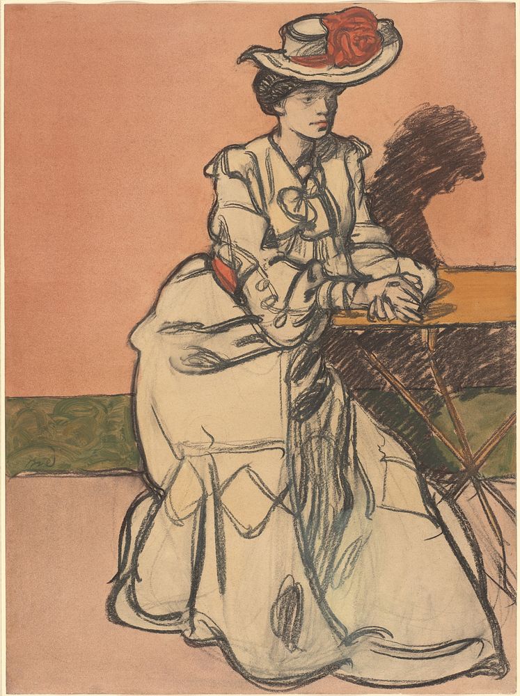 An Elegant Parisi&egrave;nne Seated in a Caf&eacute; (ca. 1895) by Maxime Dethomas.  