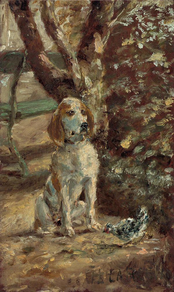 The Artist's Dog Flèche (ca.1881) painting in high resolution by Henri de Toulouse–Lautrec.  