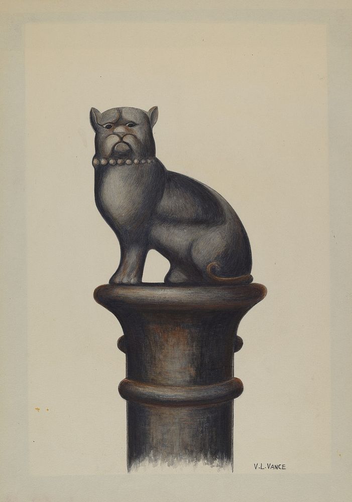 Cast Iron Hitching Post (c. 1941) by V.L. Vance.  