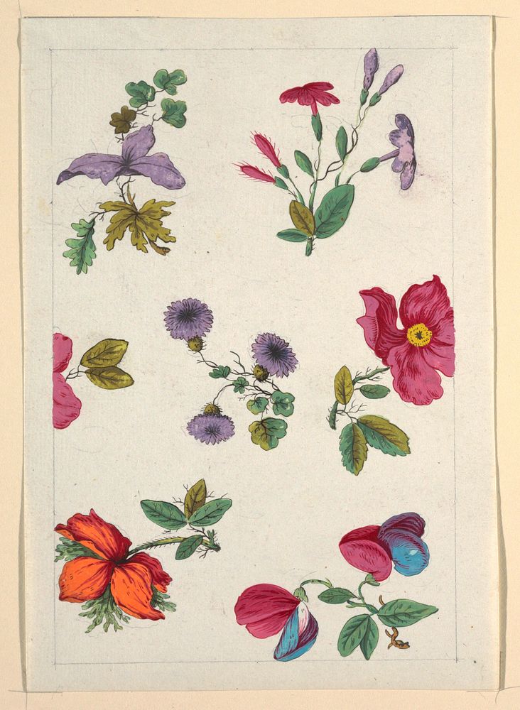 Floral design for printed textile (1800–1818) by Louis-Albert DuBois.  