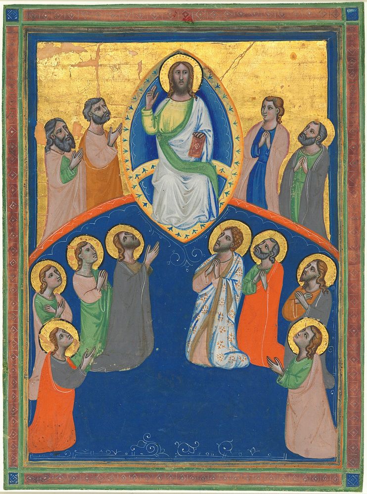 Christ in Majesty with Twelve Apostles (ca. 1320) by Anonymous Artist & Pacino di Bonaguida.  