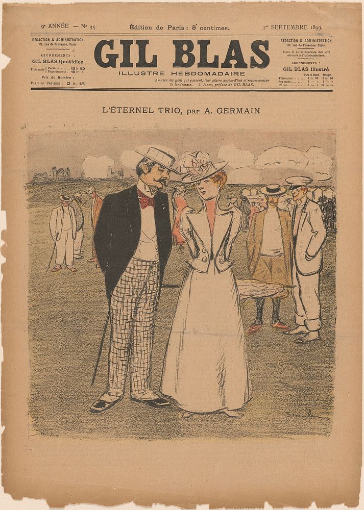 L'Eternel trio (1899) print in high resolution by Théophile Alexandre Steinlen. Original from Boston Public Library. 