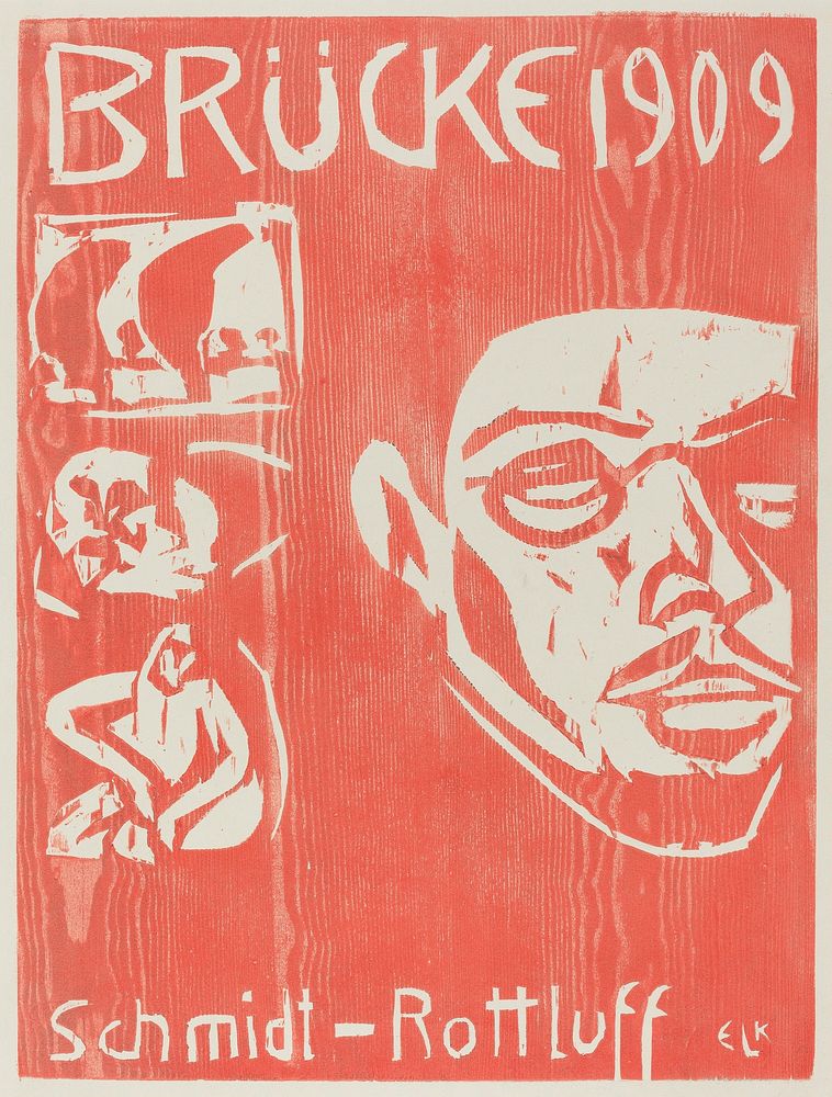 Cover of the Fourth Yearbook of the Artist Group the Brucke (1909) print in high resolution by Ernst Ludwig Kirchner.  