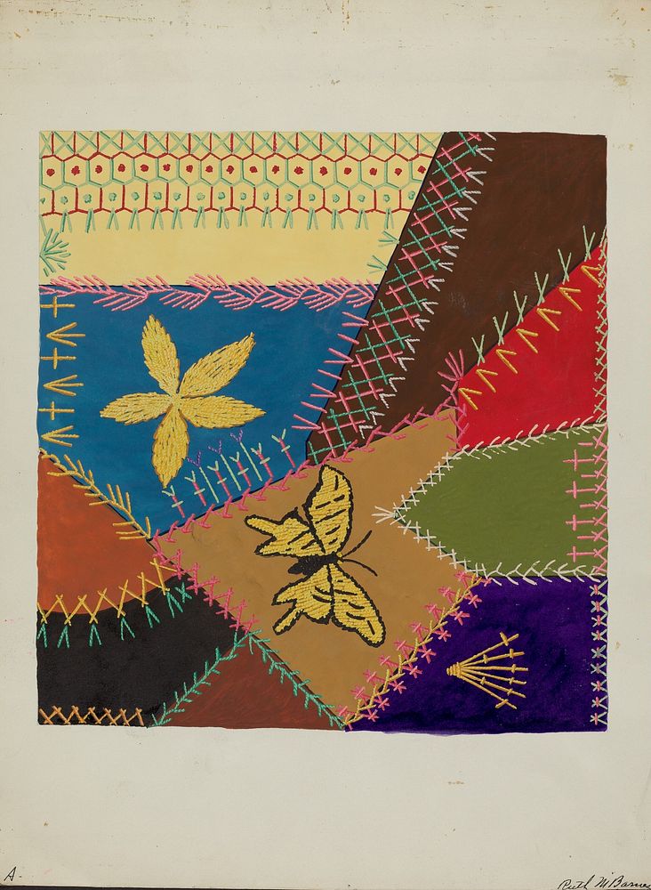 Crazy Quilt (ca. 1940) by Ruth M. Barnes.  