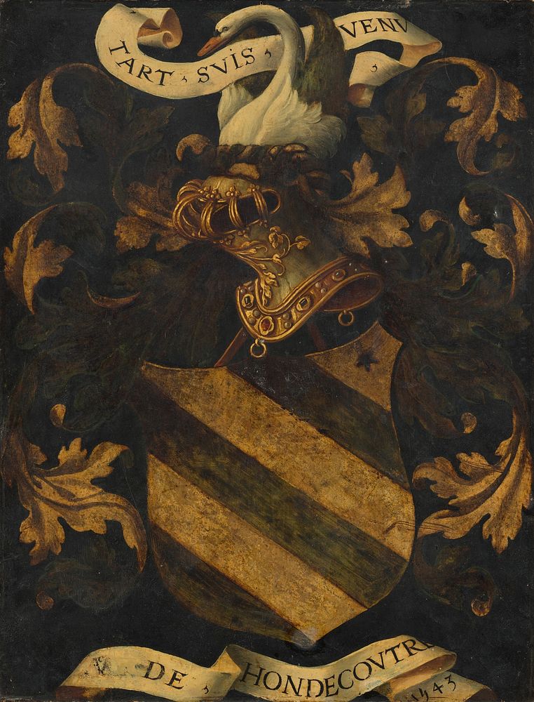 Crested Coat of Arms (1543) by Antwerp 16th Century.  