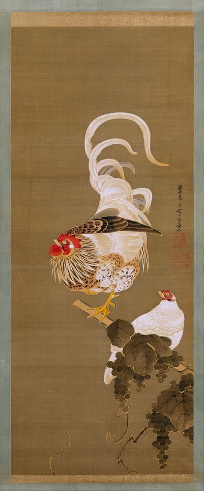 Hen and Rooster with Grapevine. Original public domain image from The MET Museum