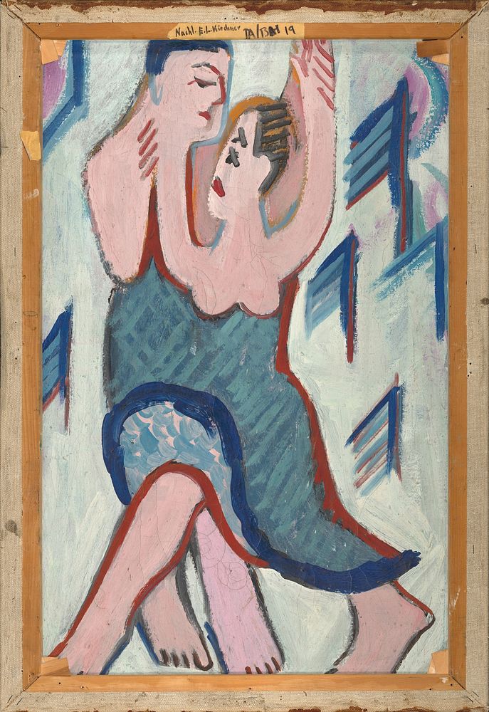 Dancing Couple in the Snow, reverse (ca.1928–1929) painting in high resolution by Ernst Ludwig Kirchner.  