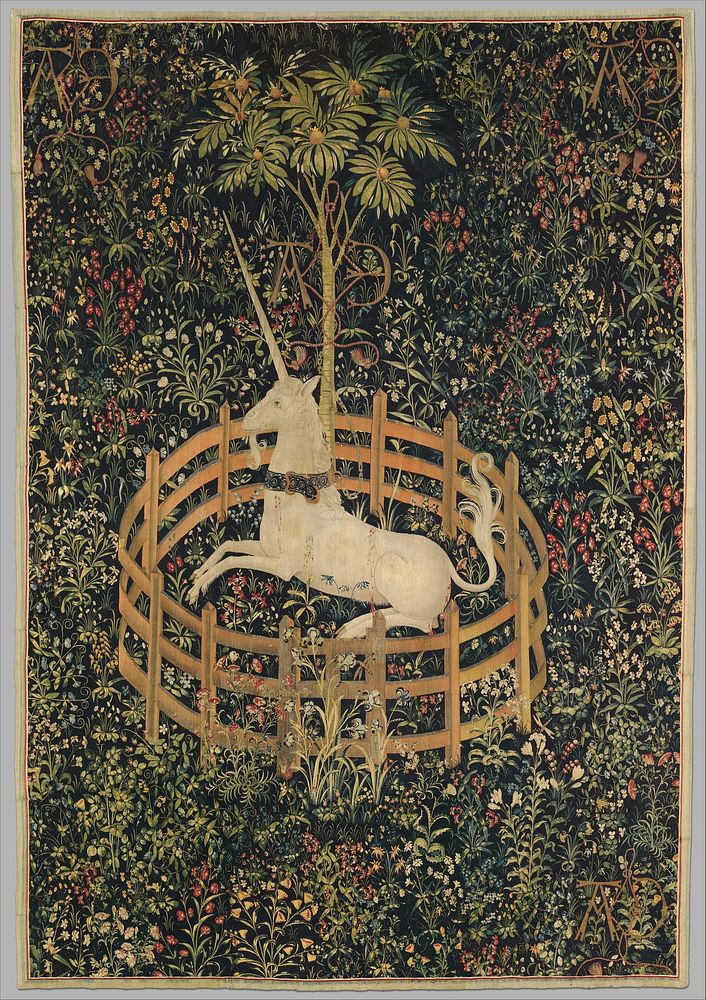 The Unicorn in Captivity (from the Unicorn Tapestries). Original public domain image from The MET Museum