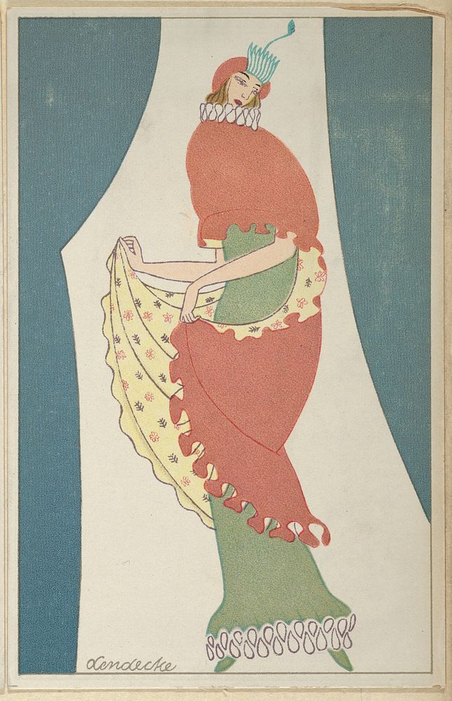 Woman in a tubular dress (1912) fashion print in high resolution by Otto Friedrich Carl Lendecke.  