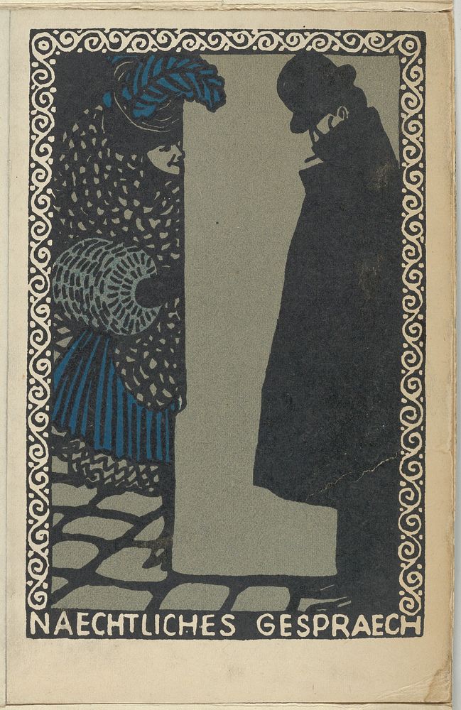Nightly Conversations (Naechtliches Gespraech) (1907) print in high resolution by Moriz Jung.  