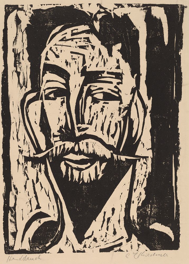 Head of Prof. Dr. Graef (1915) print in high resolution by Ernst Ludwig Kirchner.  