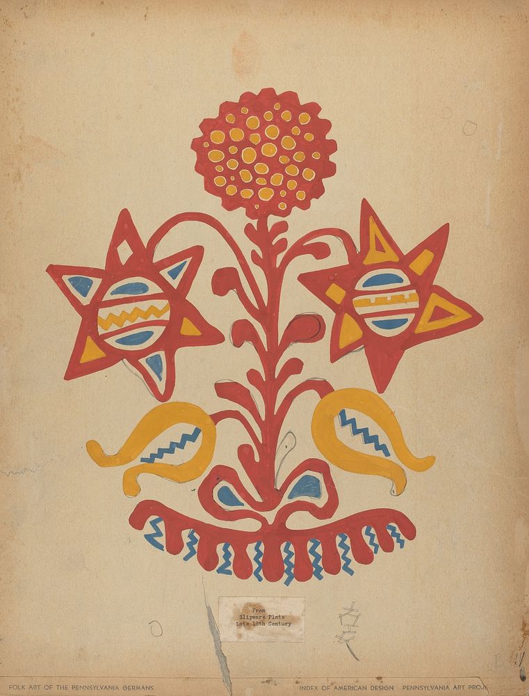 Drawing for Plate 11: From the Portfolio "Folk Art of Rural Pennsylvania" (c. 1939).  