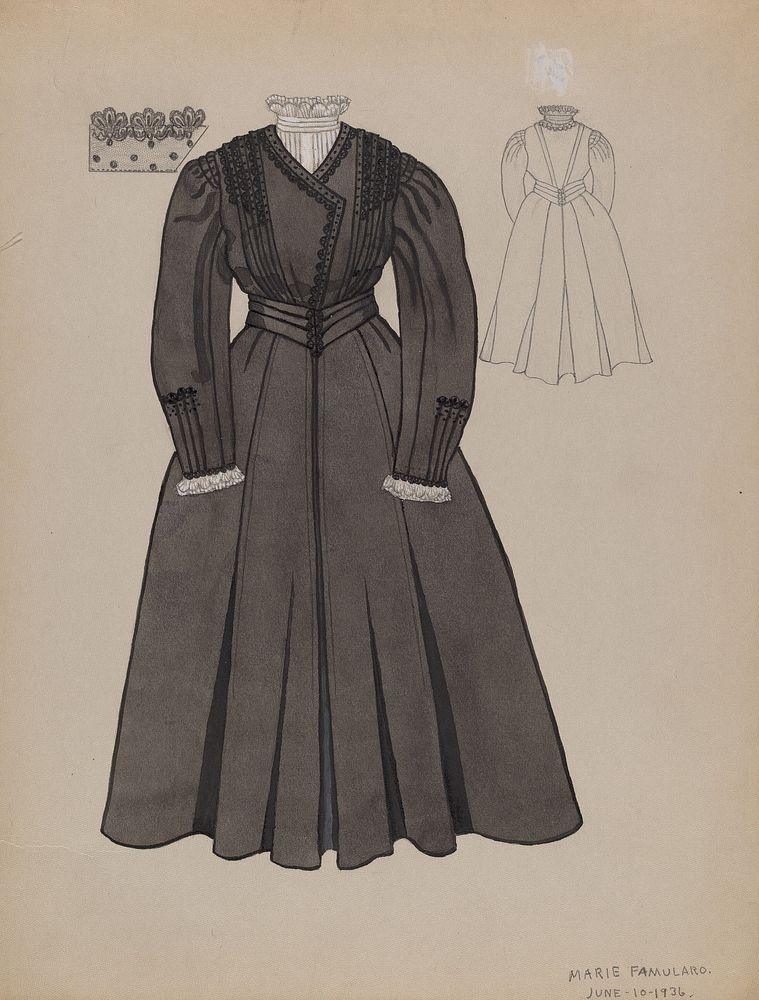 Dress (c. 1936) by Marie Famularo.     