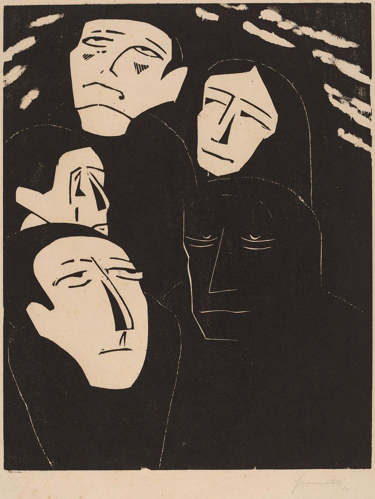 Eavesdropping (1919–1920) by Walter Gramatté.  