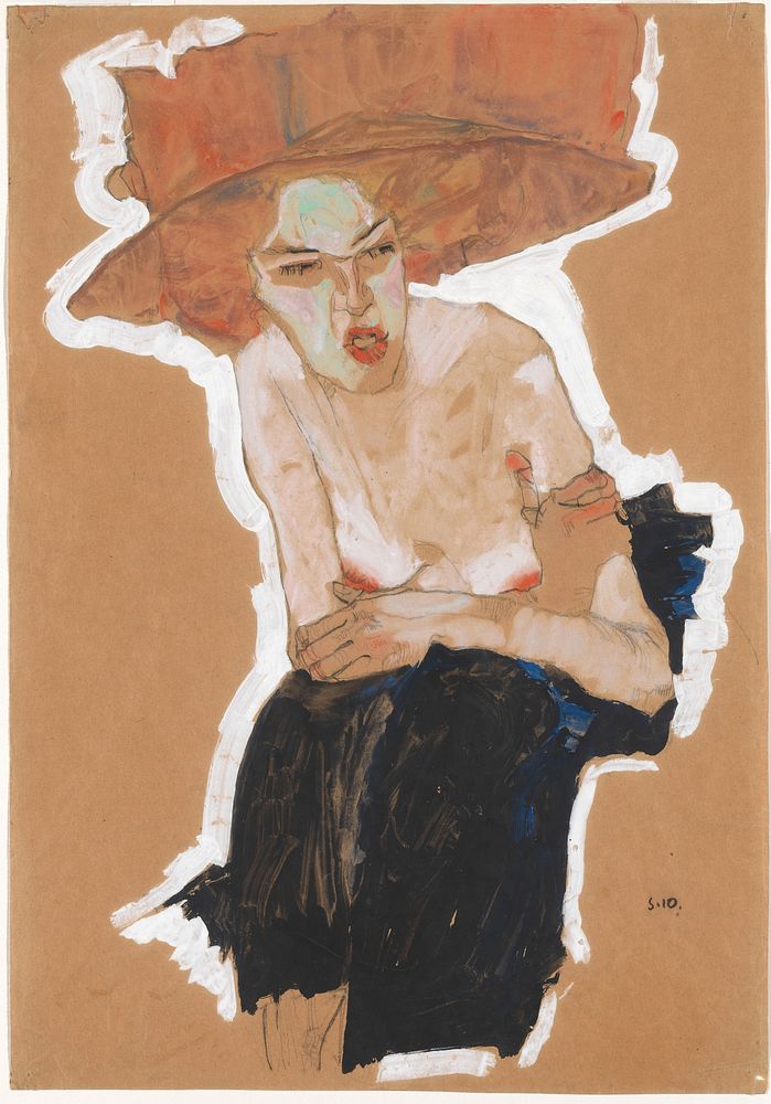 Die Hämische (1910) painting in high resolution by Egon Schiele. 