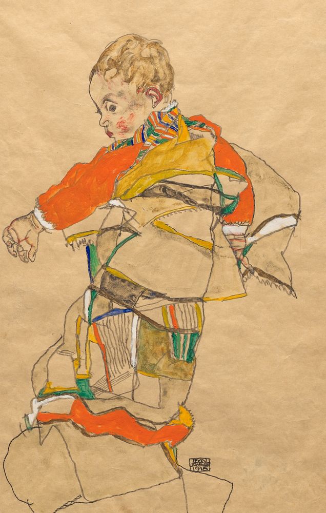 Portrait of a Child (Anton Peschka, Jr.) (1916) painting in high resolution by Egon Schiele.  
