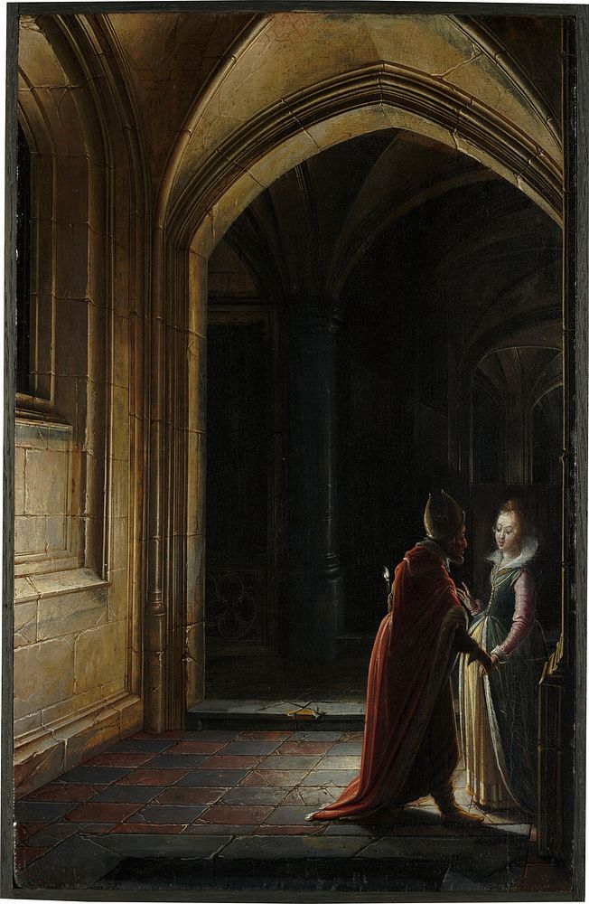 Esther and Mordecai (1616) by Hendrick van Steenwijk the Younger.  