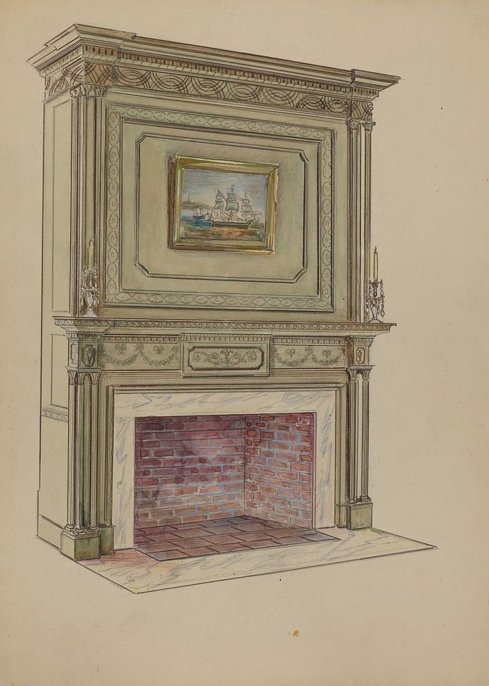 Fireplace (c. 1936) by Charles Squires.  