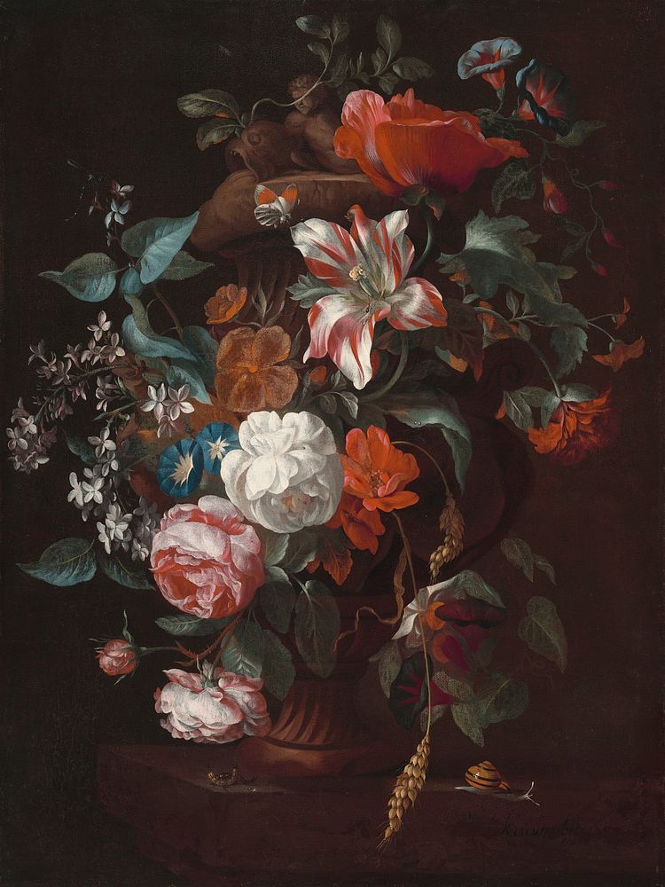 Flowers in a Vase (ca. 1700) by Philip van Kouwenbergh.  