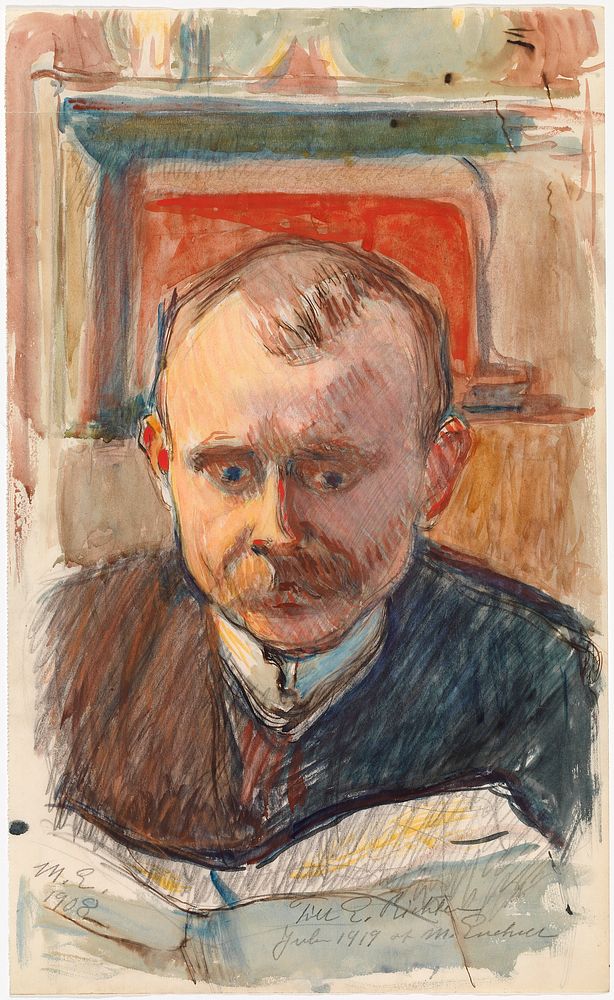 Portrait of edvard richter, 1908 by Magnus Enckell