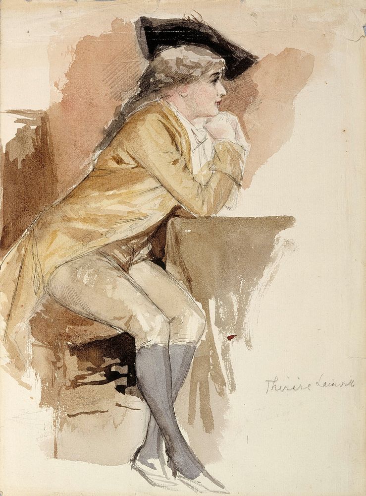 Thérèse lainville dressed as in the 18th century by Albert Edelfelt