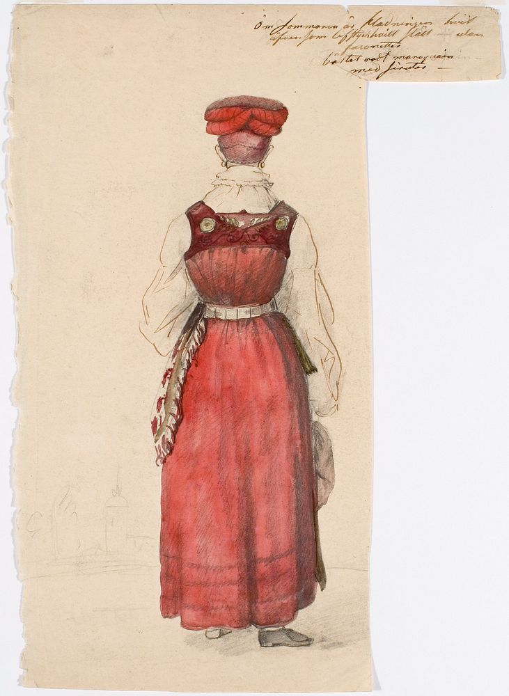 Kansallispukuinen nainen, 1840 - 1873 by Robert Wilhelm Ekman
