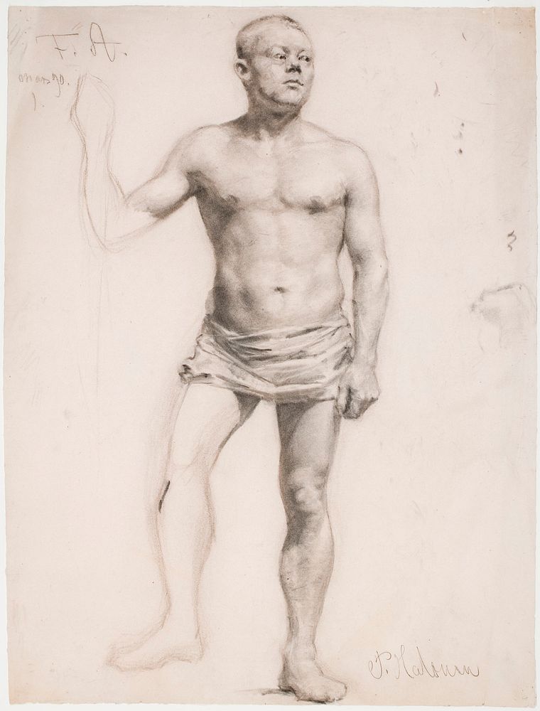 Nude male model, 1890