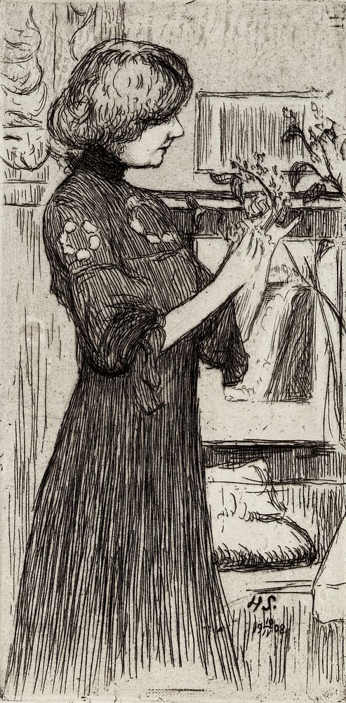 Kukkien hoitaja, 1908 by Hugo Simberg