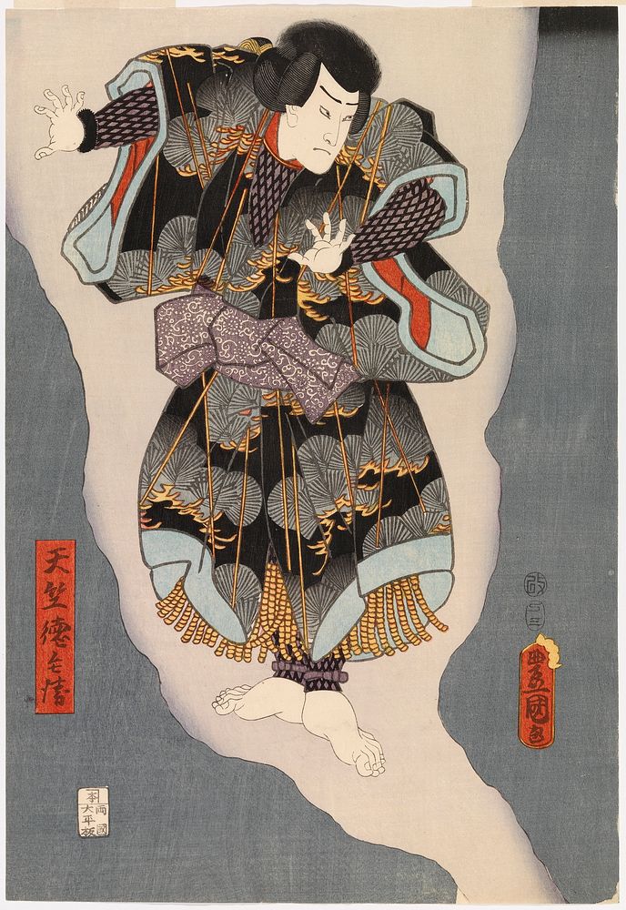 Näyttelijä ichikawa ichizo näytelmässä irifune soga nihon no torikachi (sogan suku valloittaa japanin), 1857 by Utagawa…