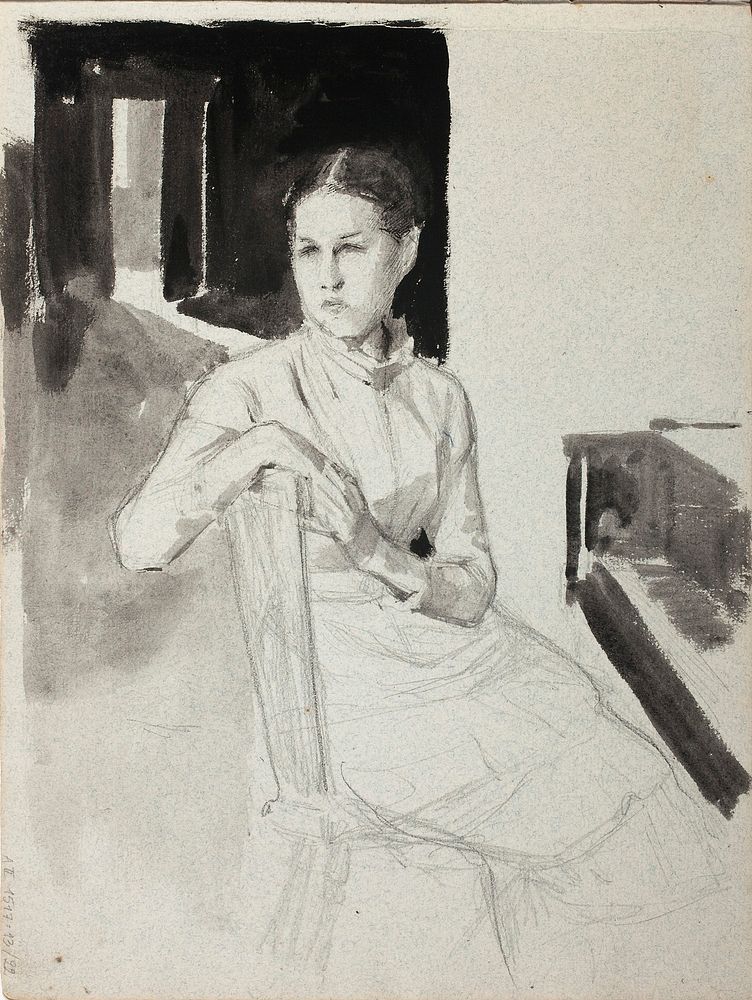 Annie edelfelt, taiteilijan sisar, 1882 - 1886part of a sketchbook by Albert Edelfelt