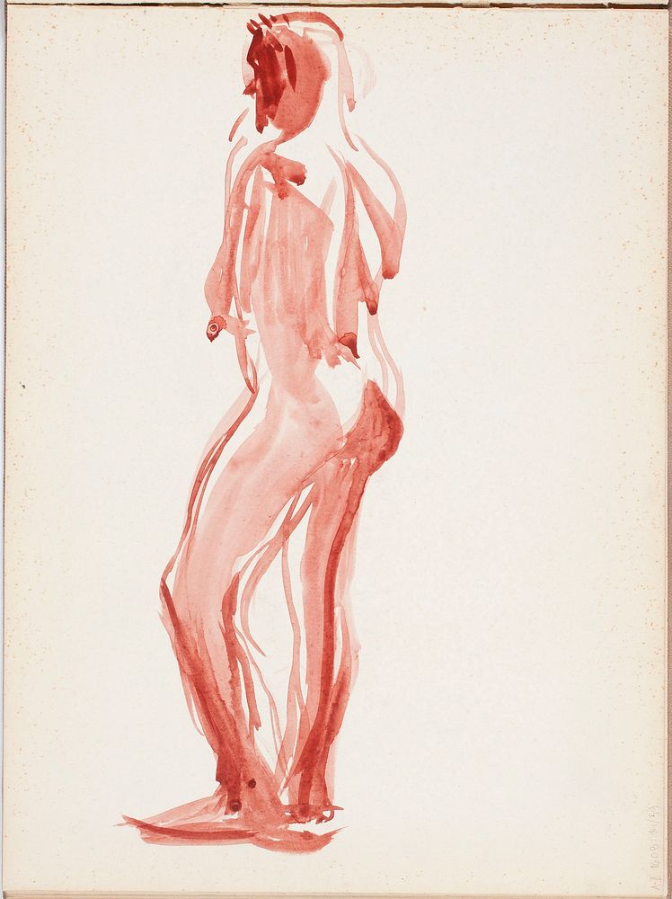 Seisova alaston mies takaviistosta, luonnos, 1908 - 1909part of a sketchbook by Magnus Enckell