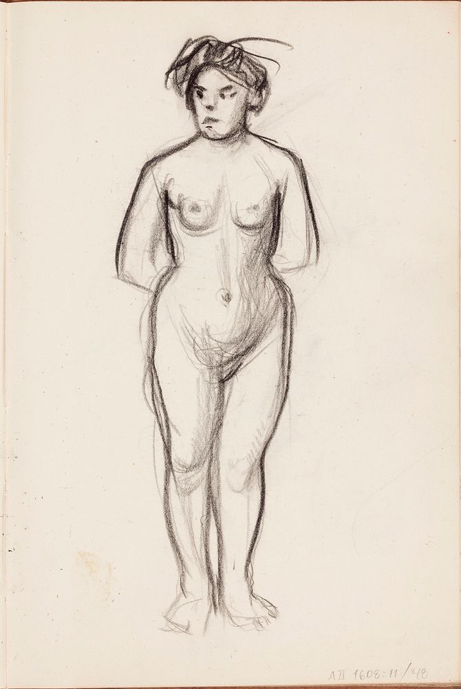 Seisova alaston nainen, luonnos, 1903 - 1906part of a sketchbook by Magnus Enckell