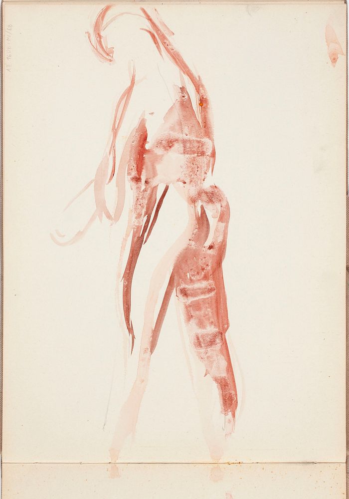 Seisova alaston takaviistosta, luonnos, 1908 - 1909part of a sketchbook by Magnus Enckell