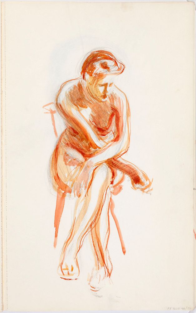 Istuva alaston malli, 1902 - 1909part of a sketchbook by Magnus Enckell