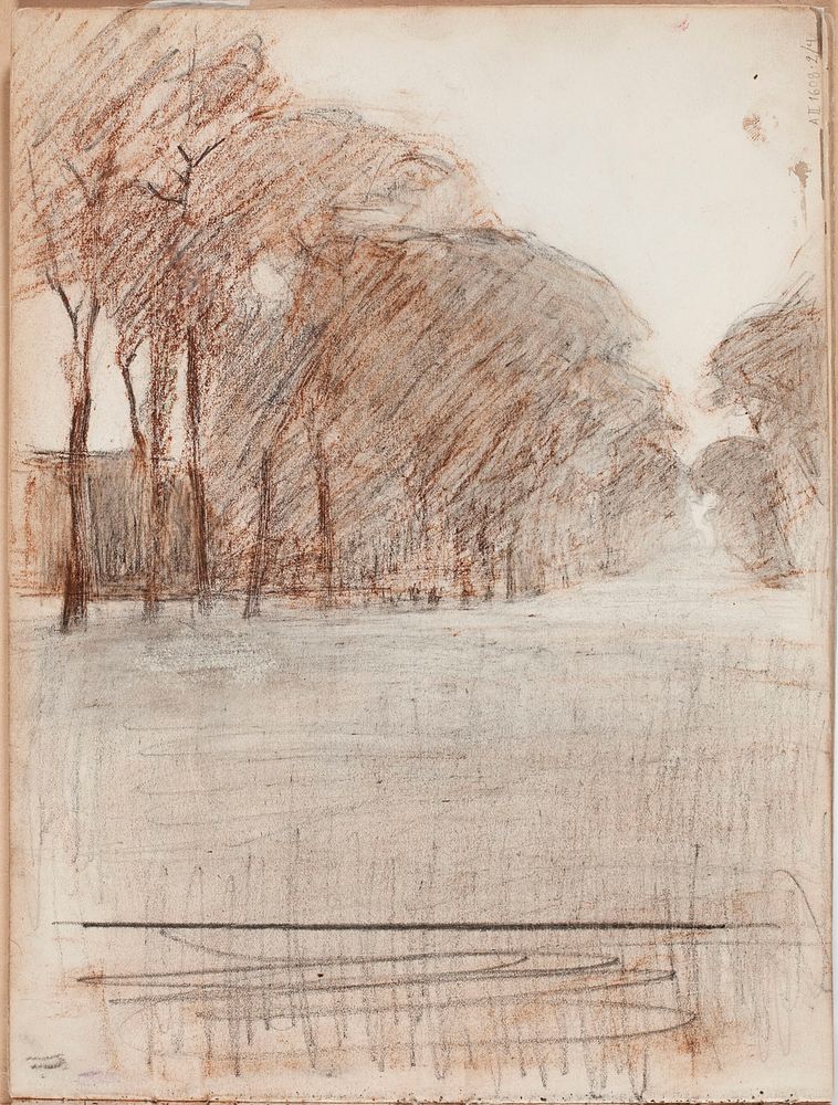 Puistomaisema, luonnos, 1891part of a sketchbook by Magnus Enckell