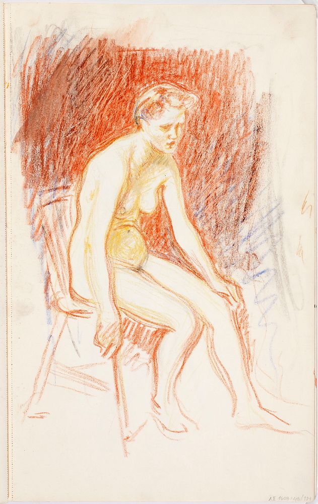Istuva alaston malli, luonnospart of a sketchbook by Magnus Enckell