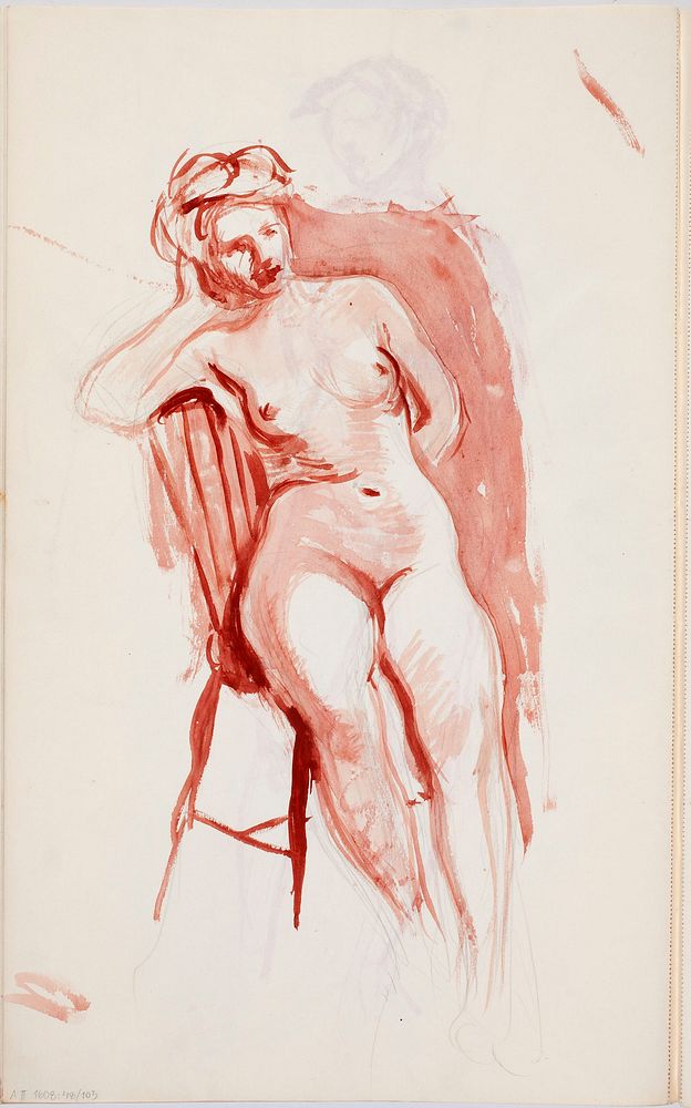 Istuva alaston malli, 1902 - 1909part of a sketchbook by Magnus Enckell