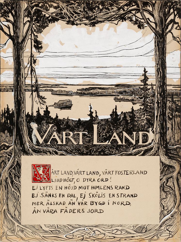 Title page for the poem our land (finland’s national anthem), 1897 - 1900 by Albert Edelfelt