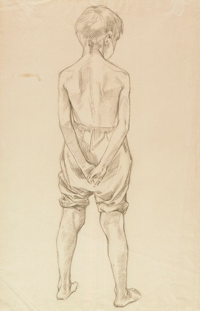 Standing young boy, study for the boys playing on the shore, 1884 by Albert Edelfelt