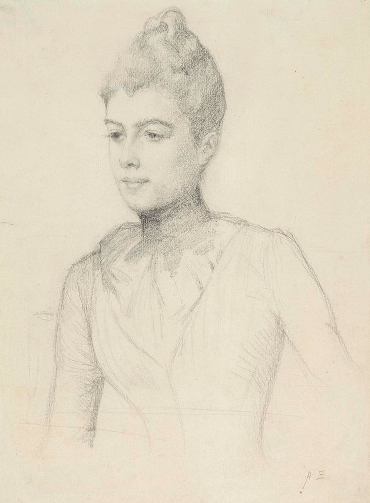 Study for the portrait of elisabeth marti (née grosjean) ; woman's bust by Albert Edelfelt