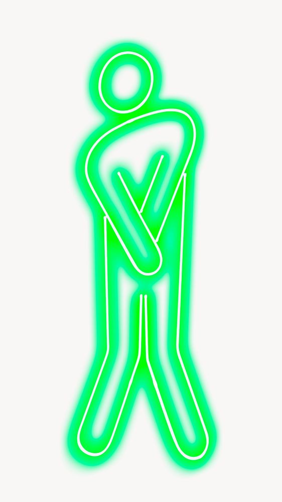 Male neon toilet sign, isolated on white background