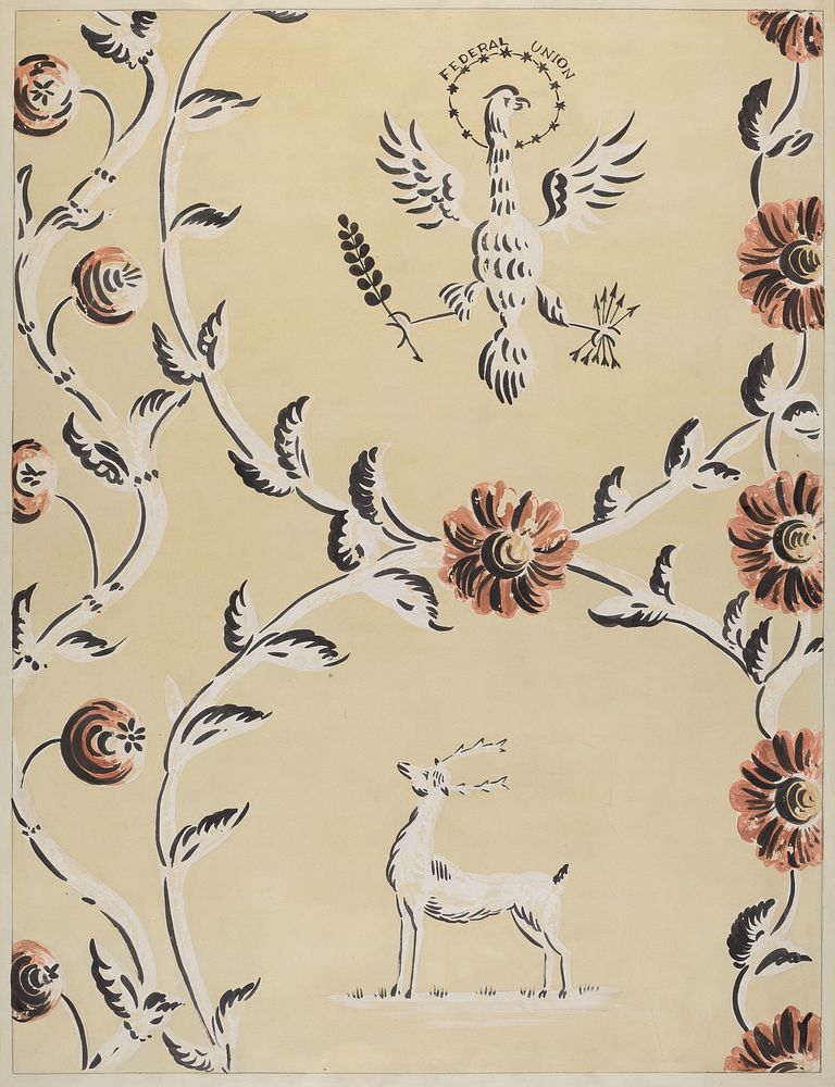 Free Hand Decorated Wall (ca. 1940) by Michael Lauretano.  